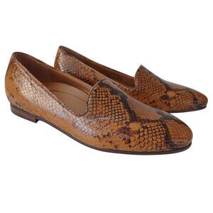 Vionic Loafer Willa Boa Flats Brown Reptile Print Leather Womens 7.5 NEW